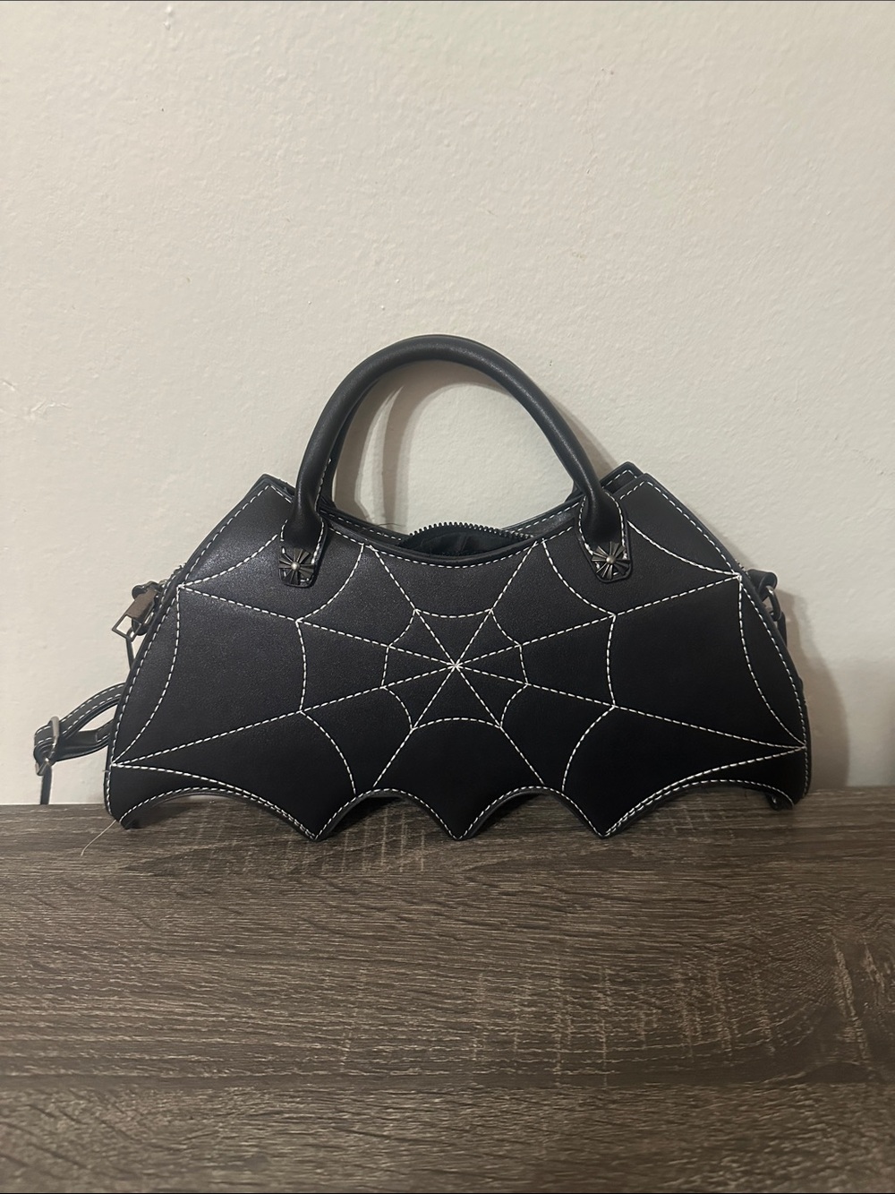 Black Spiderweb Bat Wing Satchel - Women Bags
